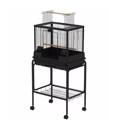 Vogelkooi Ceasar M Zwart met Standaard