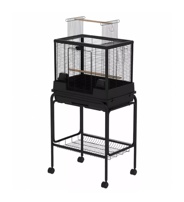 Vogelkooi Ceasar M Zwart met Standaard