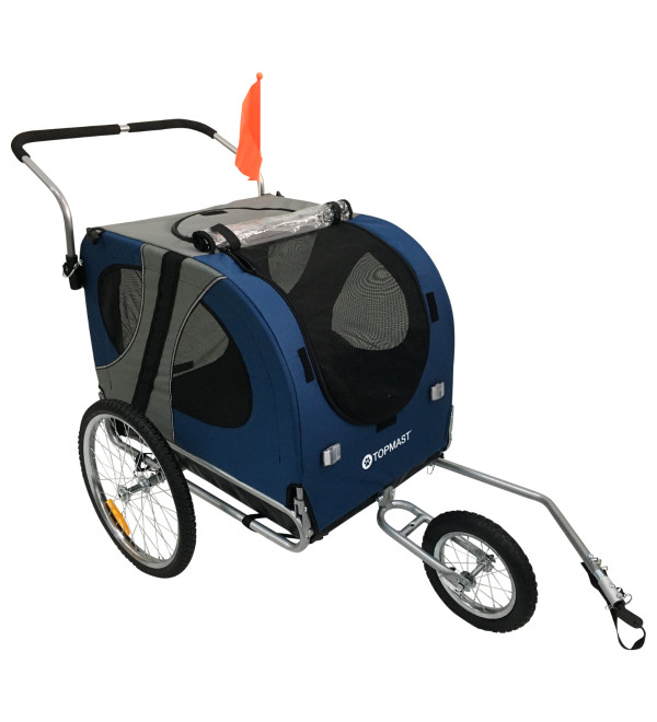 Topmast Easy Flow Hondenfietskar - Met Jogger Functie - Opvouwbaar - Blauw - Large