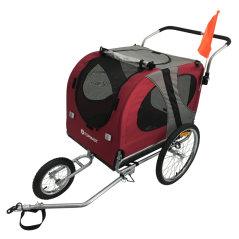 Topmast Easy Flow Hondenfietskar - Met Jogger Functie - Opvouwbaar - Rood - Large