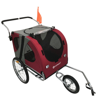 Topmast Easy Flow Hondenfietskar - Met Jogger Functie - Opvouwbaar - Rood - Large