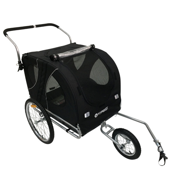 Topmast Easy Flow Hondenfietskar - Met Jogger Functie - Opvouwbaar - Zwart - Large