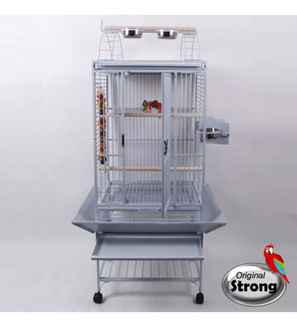 STRONG papegaaienkooi Villa Sara, Zilverkleurig wit