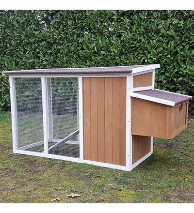 Kippenhok Mansion wit/bruin