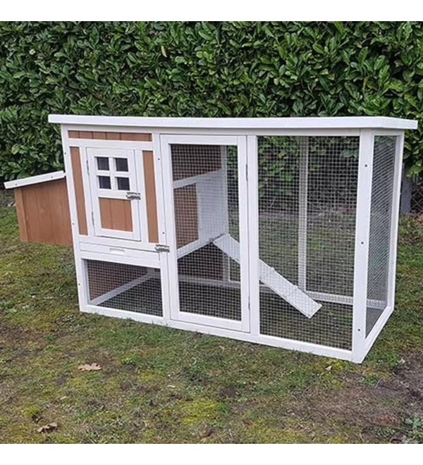 Kippenhok Mansion wit/bruin