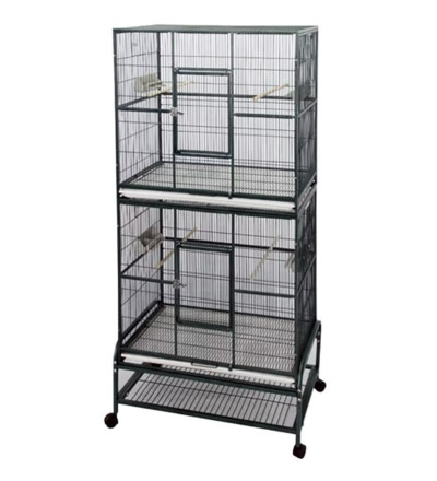 STRONG Vogelkooi Kyra, 2 verdiepingen, zilverkleurig grijs