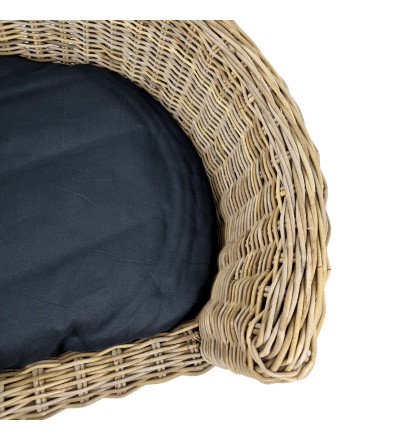 Topmast Palermo - Rieten Dierenmand met Kussen - Zwart - 68 x 57 x 33 cm