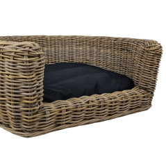Topmast Palermo - Rieten Dierenmand met Kussen - Zwart - 68 x 57 x 33 cm