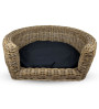 Topmast Palermo - Rieten Dierenmand met Kussen - Zwart - 68 x 57 x 33 cm