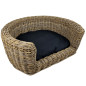 Palermo KUBU Rieten Hondenmand Rond 87 x 80 x 33 cm + Zwart kussen