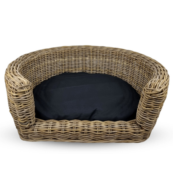 Palermo KUBU Rieten Hondenmand Rond 87 x 80 x 33 cm + Zwart kussen