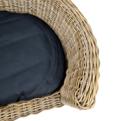 Palermo KUBU Rieten Hondenmand Rond 87 x 80 x 33 cm + Zwart kussen