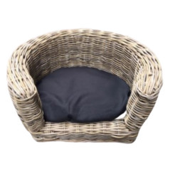 Palermo KUBU Rieten Hondenmand Rond 87 x 80 x 33 cm + Zwart kussen