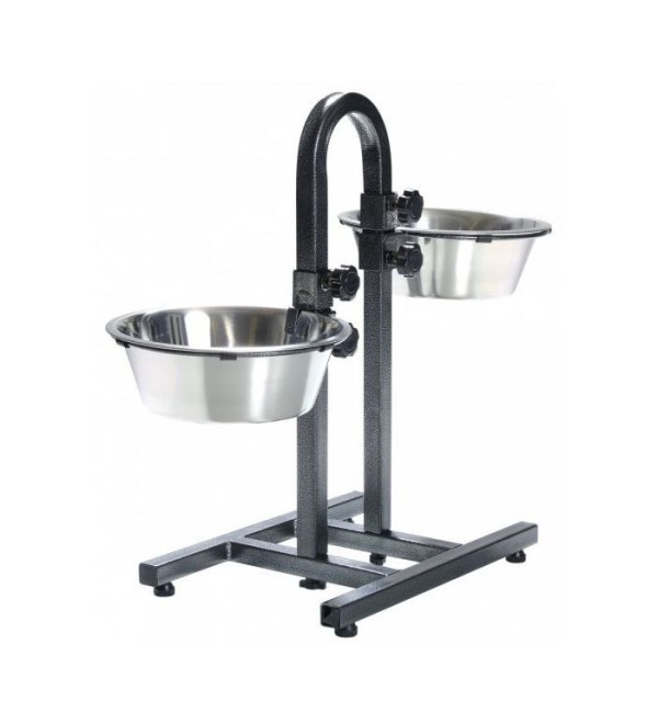 Topmast Verstelbare Voederstandaard + 2 Rvs Bakken 21cm Antraciet - U shape