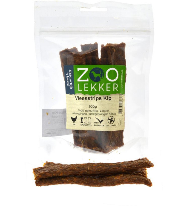 Zoolekker Vleesstrips Kip  100 gram