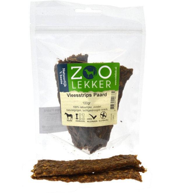 Zoo lekker Vleesstrips Paard 100gr