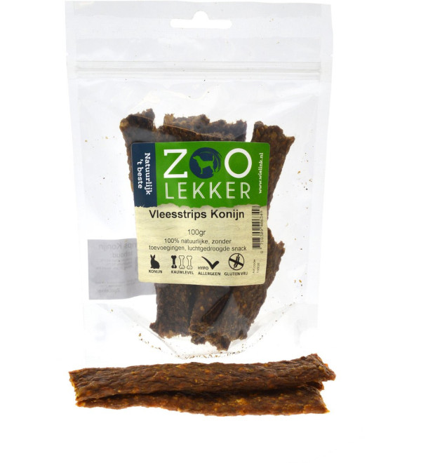 Zoo lekker Vlees strips Konijn 100gr