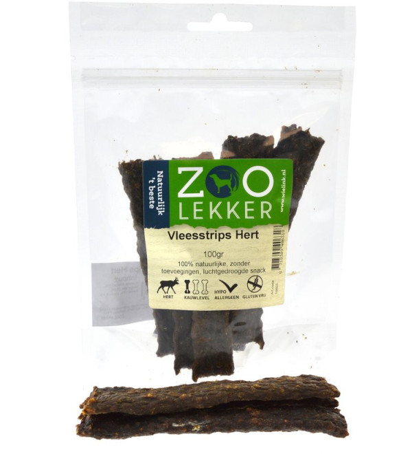 Zoo lekker Vleesstrips Hert 100gr
